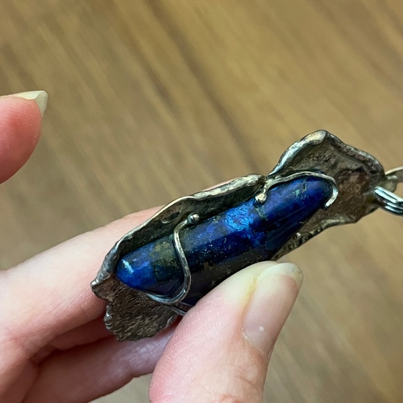 Large Lapis Stone Pendant Necklace 925 Sterling Silver Southwestern Handmade NEW - Picture 10 of 10